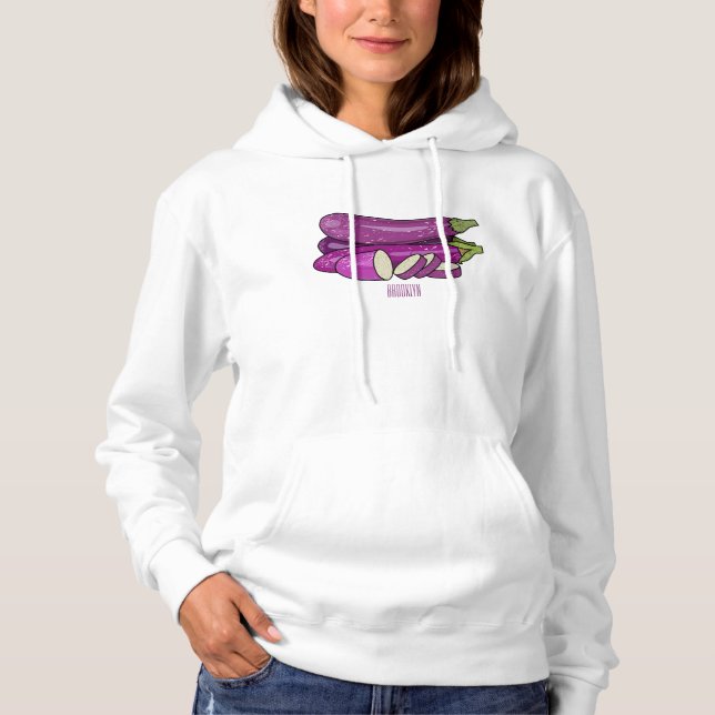 Eggplant cartoon illustration hoodie (Front)