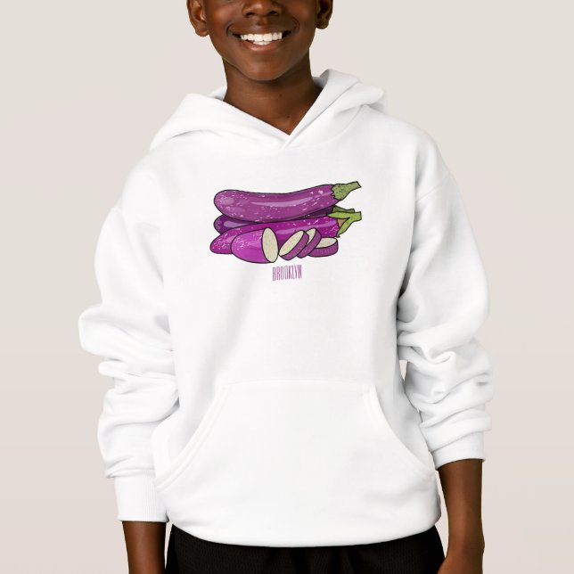 Eggplant cartoon illustration hoodie (Front)
