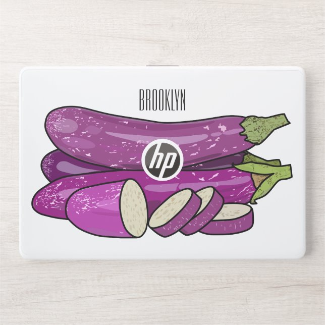 Eggplant cartoon illustration HP laptop skin (Front)