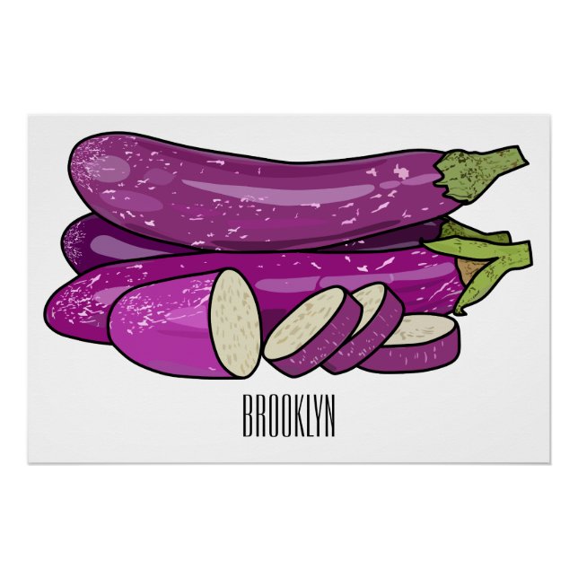 Eggplant cartoon illustration poster (Front)