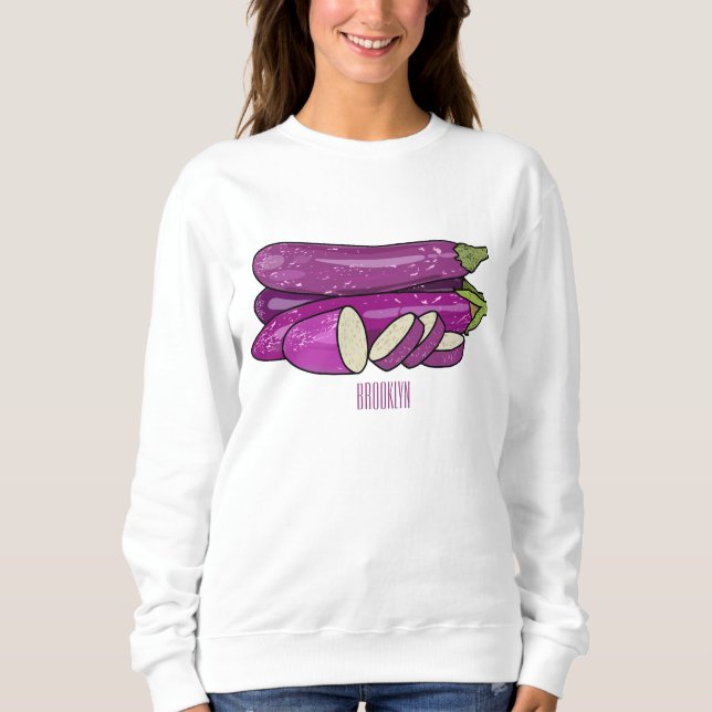 Eggplant cartoon illustration sweatshirt (Front)