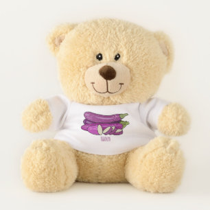 Eggplant cartoon illustration teddy bear