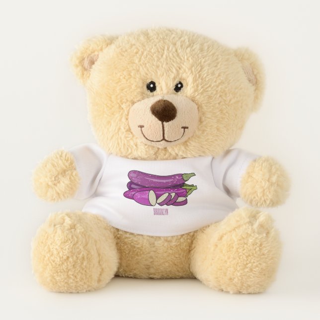 Eggplant cartoon illustration teddy bear (Front)