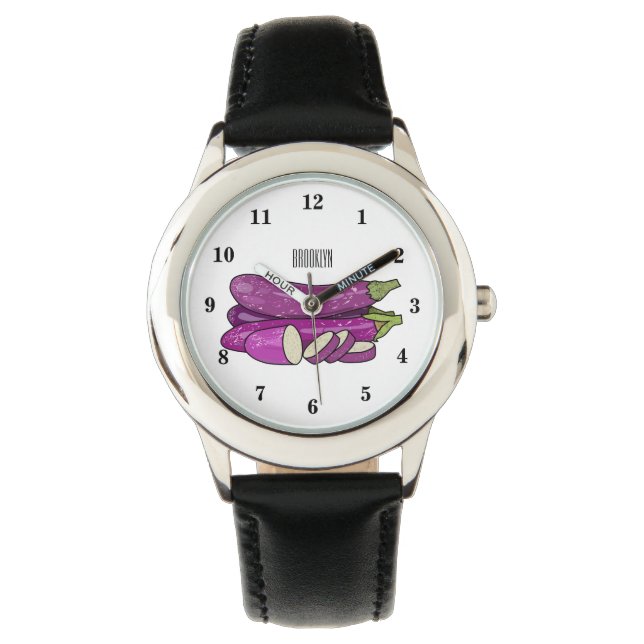 Eggplant cartoon illustration watch (Front)