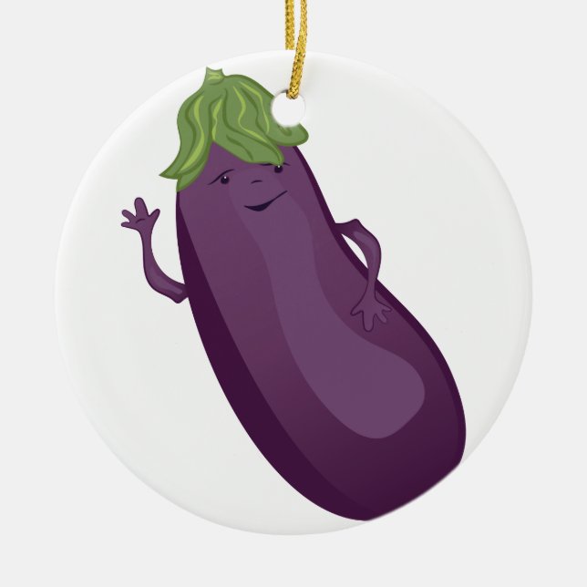 Eggplant Ceramic Ornament (Front)