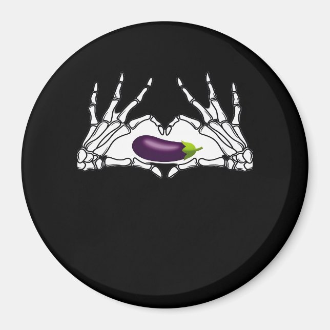 Eggplant Classic - Skeleton Hands Heart Magnet (Front)
