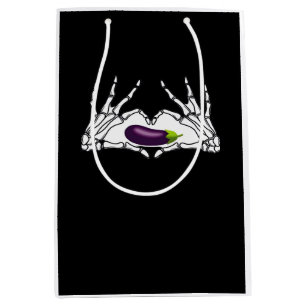 Eggplant Classic - Skeleton Hands Heart Medium Gift Bag