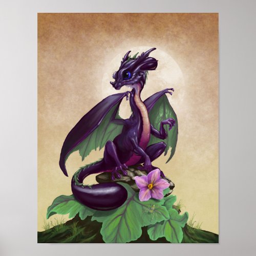 Eggplant Dragon 11x14 4x6 and up Poster