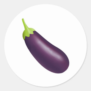Eggplant Emoji Classic Round Sticker