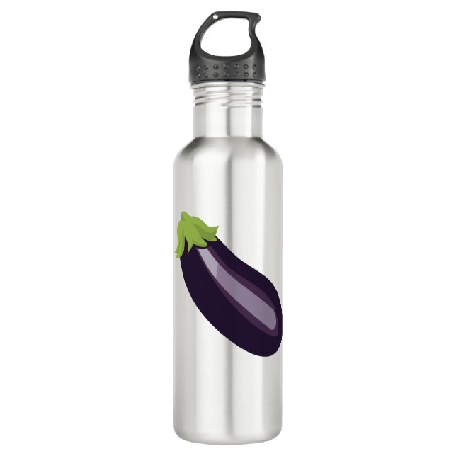 Eggplant Emoji Stainless Steel Water Bottle (Front)
