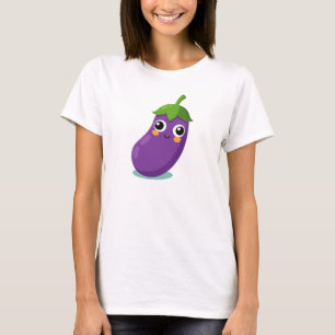 Eggplant Funny Character, Cute Veggie T-Shirt