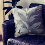 Eggplant Grey & Ivory Artistic Abstract Watercolor Throw Pillow<br><div class="desc">Modern throw pillow features an artistic abstract design in an grey and ivory color palette with eggplant plum accents. An artistic abstract design features a watercolor leaf and a geometric circle composition with shades of gray with black and gold accents on a creamy ivory background. This abstract composition is built...</div>