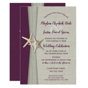 Eggplant Wedding Invitations Zazzle Eggplant Grey Starfish Beach Wedding Invitation