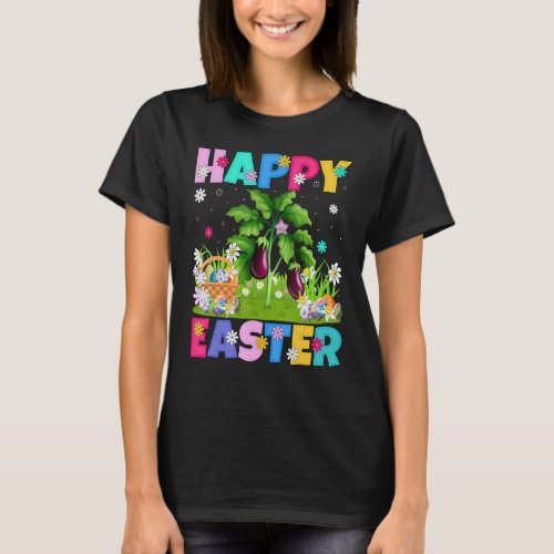 Eggplant  Happy Easter Bunny Eggplant Easter Sunda T_Shirt