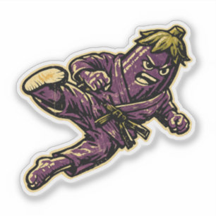 Eggplant Judoka — Vintage Retro Street Fighter Sticker