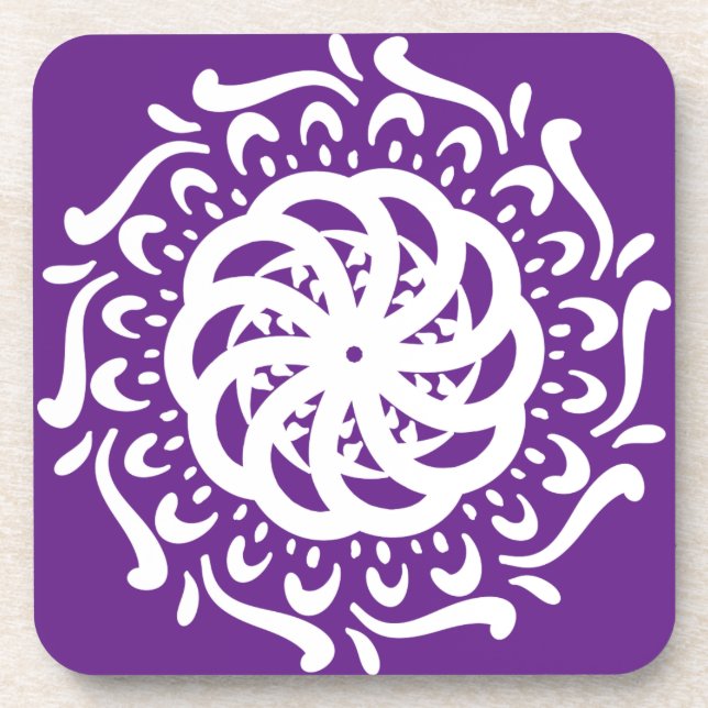 Eggplant Mandala Drink Coaster (Front)