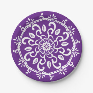 Eggplant Mandala Paper Plates