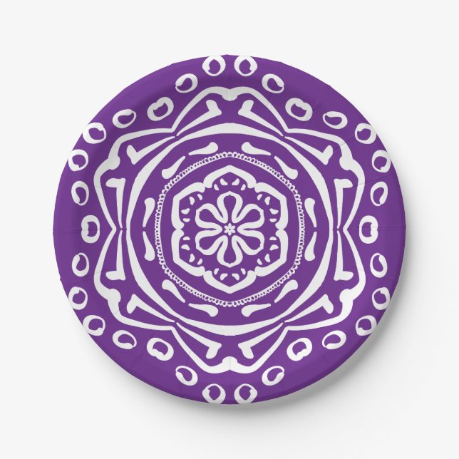 Eggplant Mandala Paper Plates (Front)