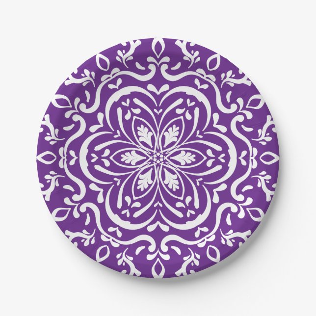 Eggplant Mandala Paper Plates (Front)