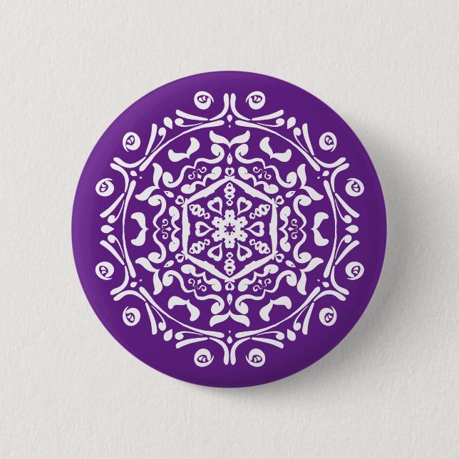 Eggplant Mandala Pinback Button (Front)
