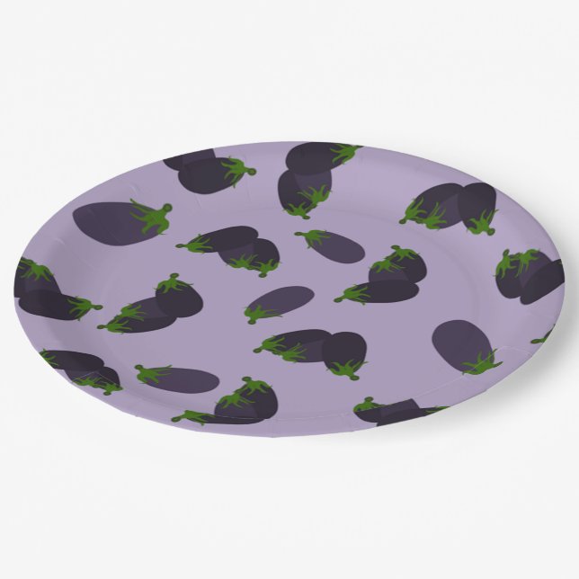 Eggplant Paper Plates (Angled)