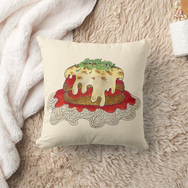 Eggplant Parm Parmesan Italian Restaurant Food Throw Pillow (Blanket)
