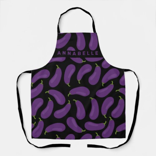 Eggplant Pattern Personalize Apron