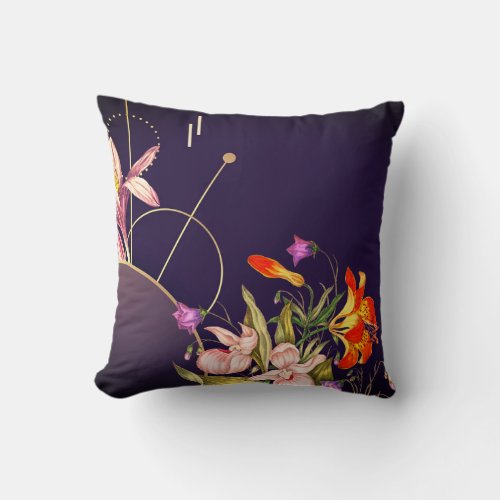 Eggplant Plum Artistic Abstract Botanical Throw Pillow
