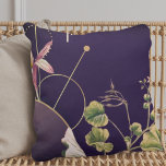 Eggplant Plum Artistic Abstract Botanical Throw Pillow<br><div class="desc">Add a touch of elegance to your home with this minimalist botanical print featuring deep eggplant and pink,  green,  and gold accents. The design includes layers of Alexanders Black Lovage leaves on a simple modern abstract geometric background with coordinating pink leaf accents.</div>