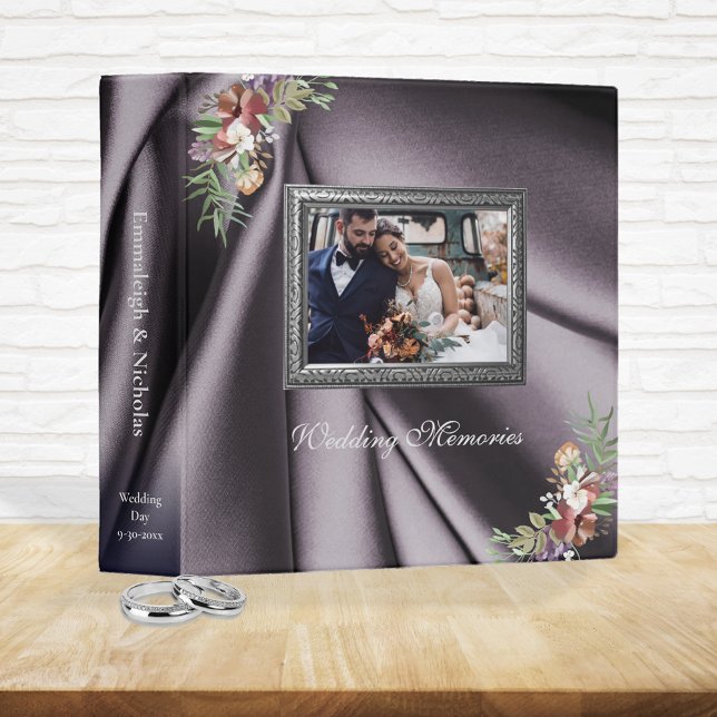 Eggplant Plum Floral Photo Wedding Scrapbook Album 3 Ring Binder (Creator Uploaded)