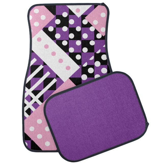eggplant purple and pink car floor mat (Set)