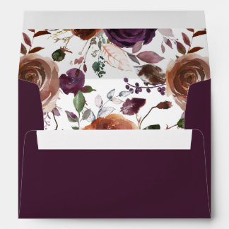 Eggplant Purple Butter Rum Watercolor Roses Envelope
