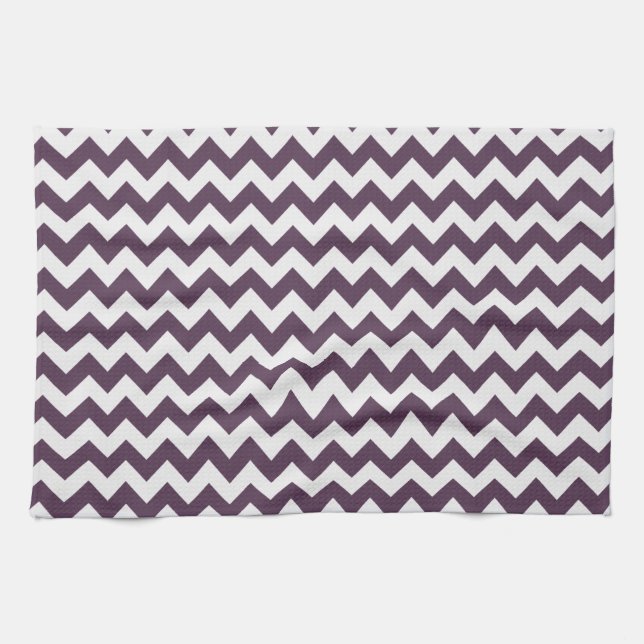 Eggplant Purple Chevron; zig zag Kitchen Towel (Horizontal)