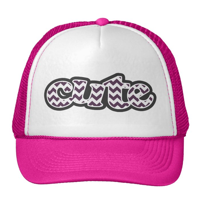 Eggplant Purple Chevron; zig zag Trucker Hats