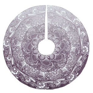 Eggplant purple color fade mandala brushed polyester tree skirt