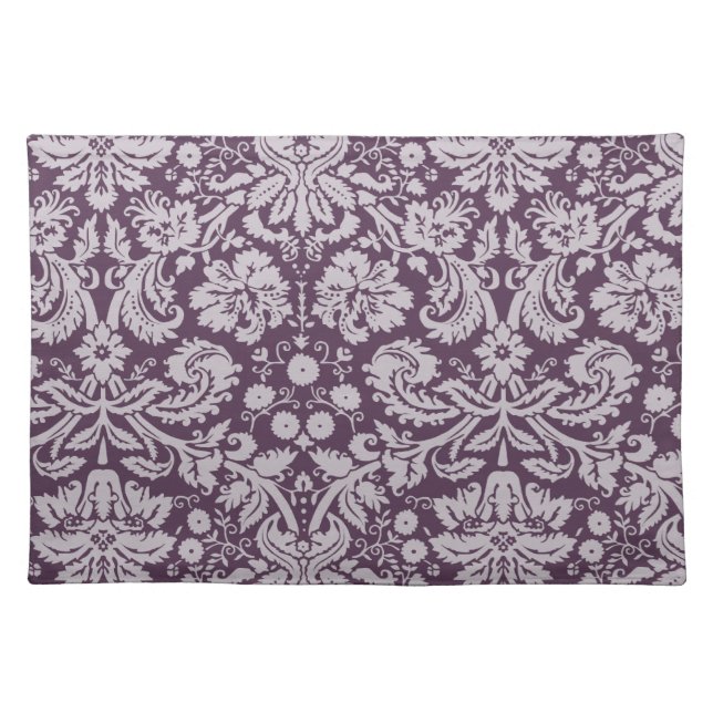 Eggplant Purple Damask Cloth Placemat (Front)