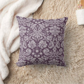 Eggplant Purple Damask Throw Pillow (Blanket)