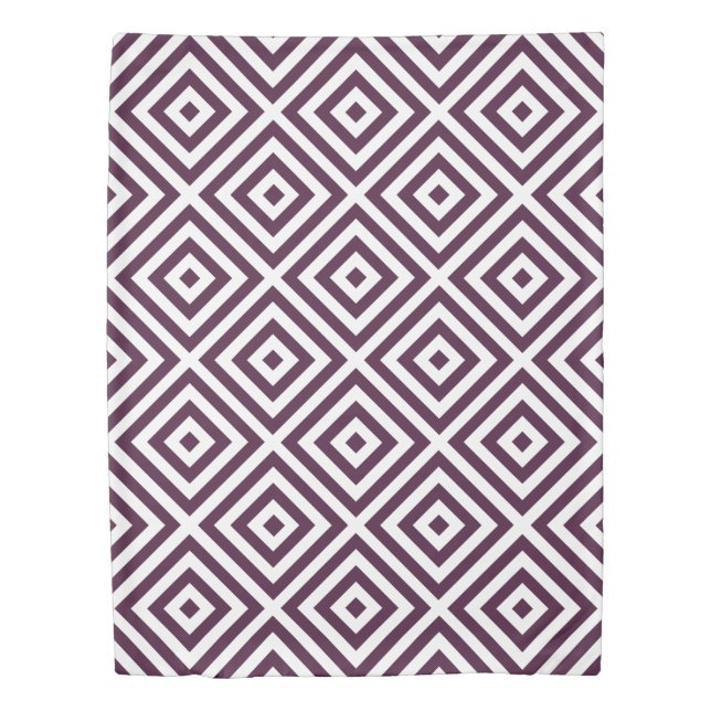 Eggplant Purple Diamond Pattern Duvet Cover  (Front)