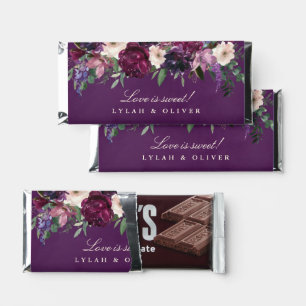 Eggplant Purple Floral Chocolate Hershey Bar Favors