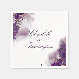 Eggplant Purple Floral Watercolor Napkins