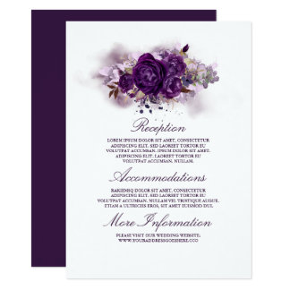Eggplant Purple Floral Wedding Information Guest Card