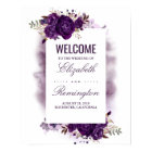 Eggplant Purple Floral Wedding Welcome Sign