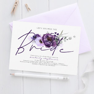 Eggplant Purple Floral Whimsical Bridal Shower Invitation