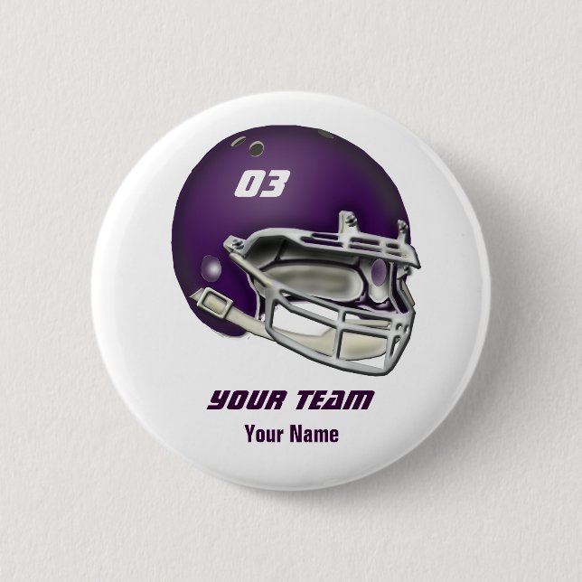 Eggplant Purple Football Helmet Button (Front)