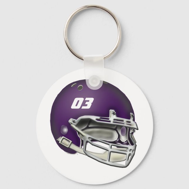 Eggplant Purple Football Helmet Keychain (Front)