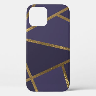 Eggplant Purple Gold Bronze Geometric Glam Chic iPhone 12 Case