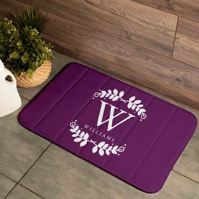 Eggplant Purple Monogram Bathroom Mat (Creator Uploaded)