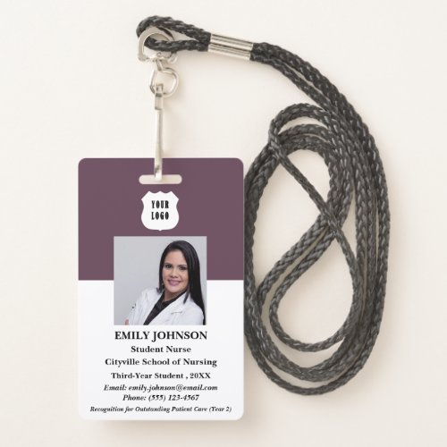  Eggplant Purple Personalized Student Nurse  Badge