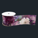 Eggplant Purple, Pink & Cream Floral Satin Ribbon<br><div class="desc">Romantic flowers in shades of rich burgundy,  gentle lilac,  deep eggplant purple and pinkish orchid pair with modern green botanicals such as ferns and eucalyptus. A deep,  eggplant purple background ties it all together in these romantic floral pattern ribbons.</div>