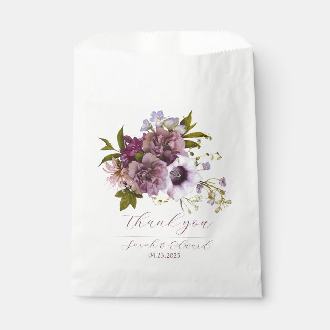 Eggplant Purple Plum Floral  Favor Bag (Front)